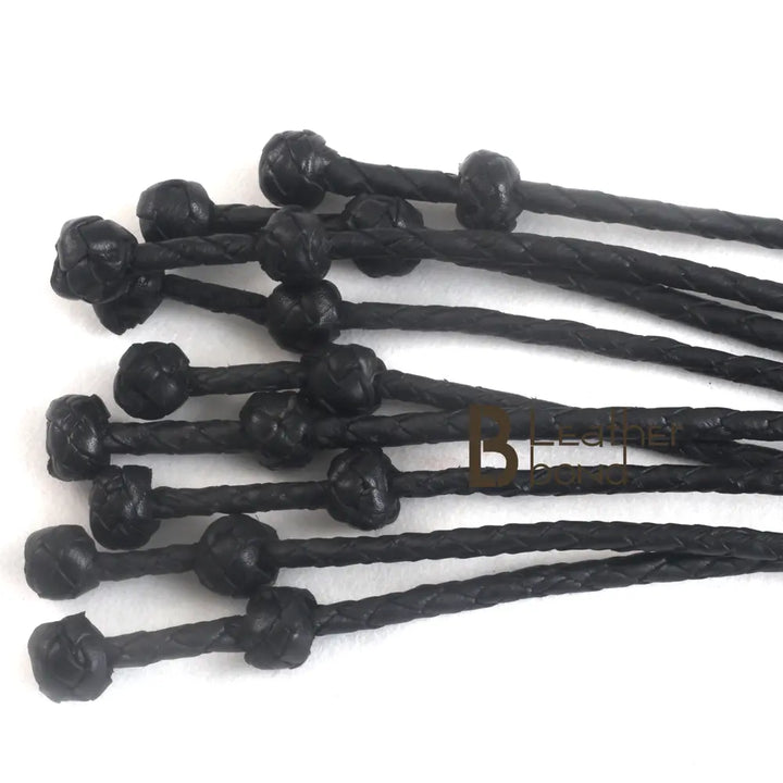 Real Genuine Cow Hide Leather Flogger Cat O Nine Braided Falls Sturdy knots 09 Falls Flogger Black - Leather Bond