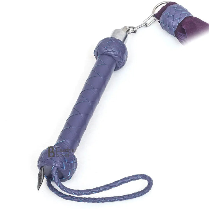 Real Genuine Cow Hide Suede Leather Flogger Swivel Handle 25 Falls Purple Nunchaku Flogger - Leather Bond