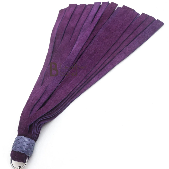 Real Genuine Cow Hide Suede Leather Flogger Swivel Handle 25 Falls Purple Nunchaku Flogger - Leather Bond