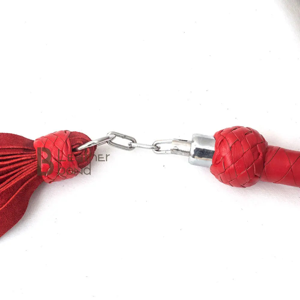 Real Genuine Cowhide Suede Leather Flogger Swivel Handle 25 Falls Red Nunchaku Flogger - Leather Bond