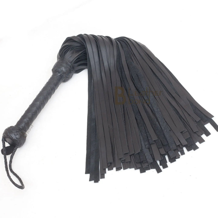 Real Genuine Cow Hide Leather Flogger 100 Falls Black Heavy Duty Thuddy whip - Leather Bond