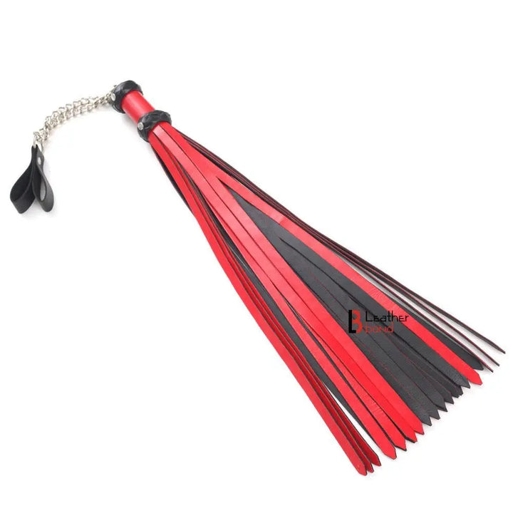 Copy of Real Genuine Cowhide Leather Finger Loop Flogger 25 Falls Red Black Heavy Duty Thuddy Flog whip - Leather Bond