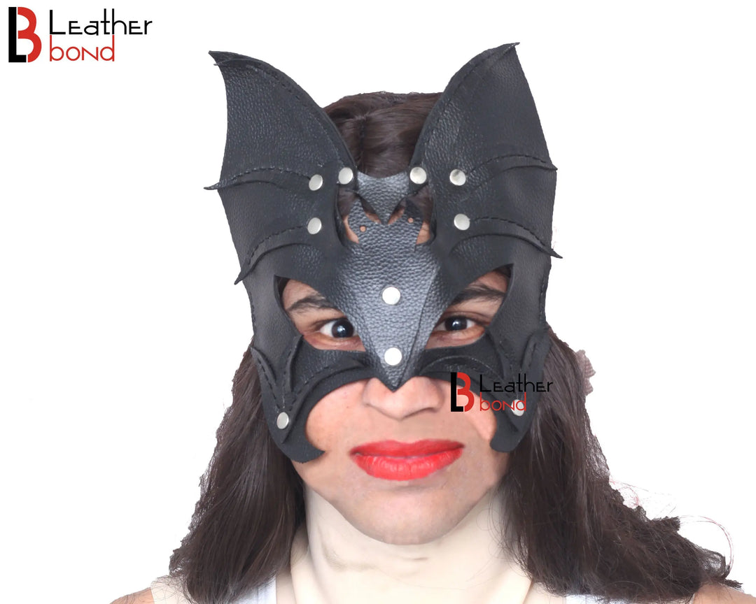 Genuine Cowhide Leather Batwoman Mask , Halloween Mask , BDSM Fetish Mask , Catwoman Mask , Handmade Mask Leather Bond