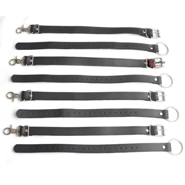 4 Bed Restraints Leather Straps, Bdsm Gear, Bondage Restraints, BDSM Connectors Real Cowhide Leather - Leather Bond