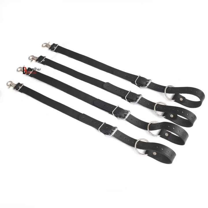 4 Bed Restraints Leather Straps, Bdsm Gear, Bondage Restraints, BDSM Connectors Real Cowhide Leather - Leather Bond