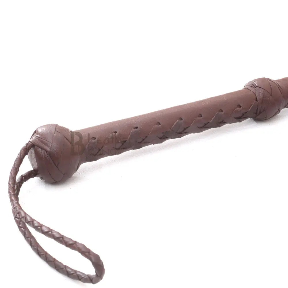 Indiana Jones Style 6 Feet Long 8 Plait Dark Brown Leather Bullwhip Real Cowhide Leather Bull Whip - Leather Bond