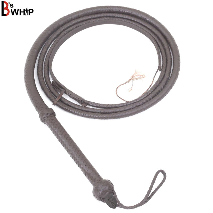 Indiana Jones Style 8 Foot 8 Plait Dark Brown Leather Bullwhip Real Genuine Cowhide Leather Bull Whip LB's Whip