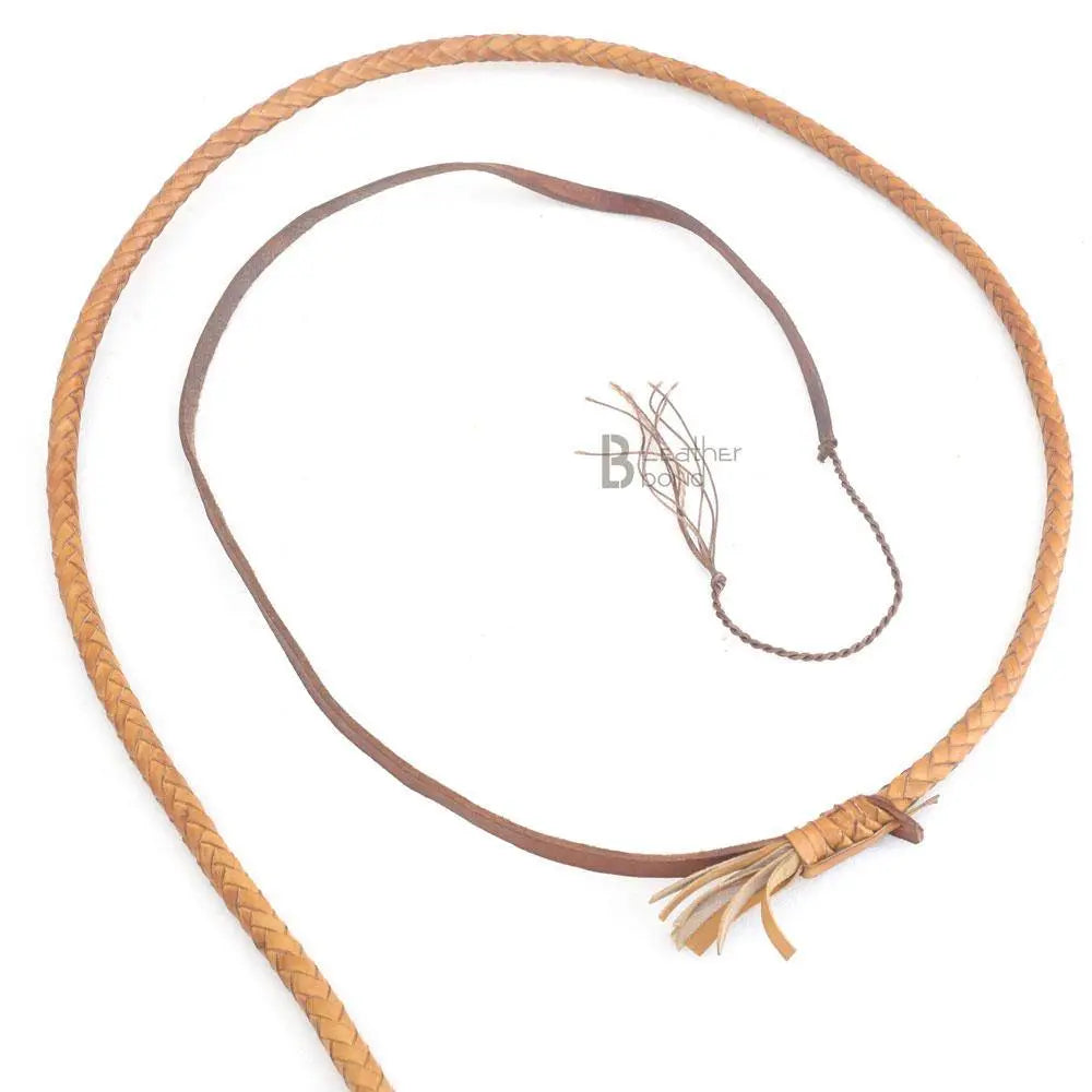 Bull Whip 6, 8, 10, 12, 14 & 16 Feet long 16 Strands Kangaroo Hide Tan Leather Equestrian Bullwhip Leather Belly and Bolster Inside, Indiana Jones - Leather Bond