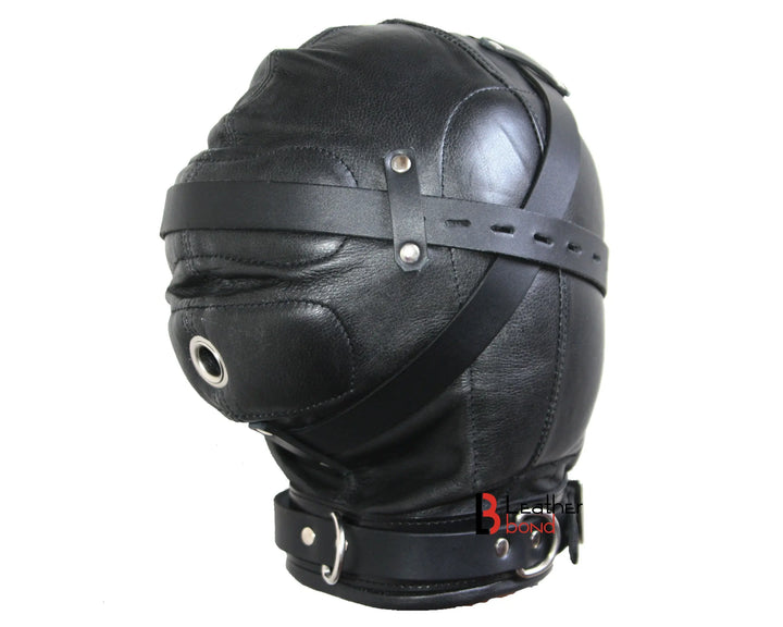 Cowhide Leather Mask Sensory Deprivation Hood Costume Reenactment Gear Padded & Lockable Leather Bond