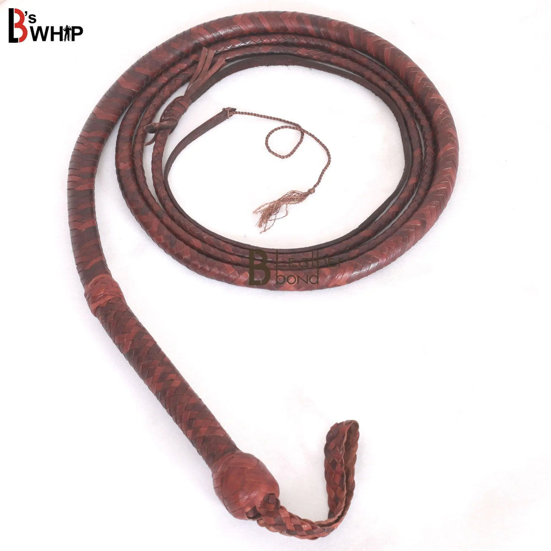 Bull Whip 6, 8, 10, 12, 14 & 16 Feet long 12 Strands Cowhide Leather Equestrian Bullwhip Indiana Jones Dark Brown - Leather Bond