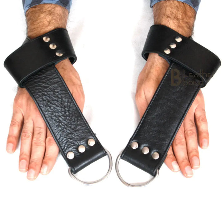 Real Strong Leather Suspension Wrist Cuffs belts for Restraint 2 Pieces Set for Bondage - Leather Bond