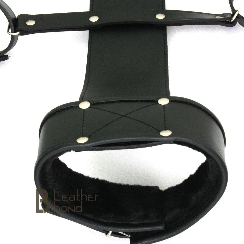 100% Genuine Leather Neck Collar Wrist Cuffs Restraint Bondage Back Slave BDSM - Leather Bond