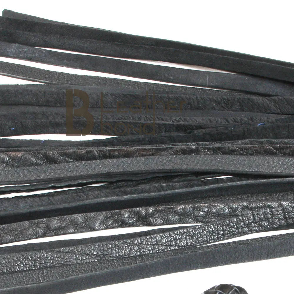 Real Genuine Cow Hide Leather Flogger 25 Falls Black Heavy Duty Thuddy whip - Leather Bond