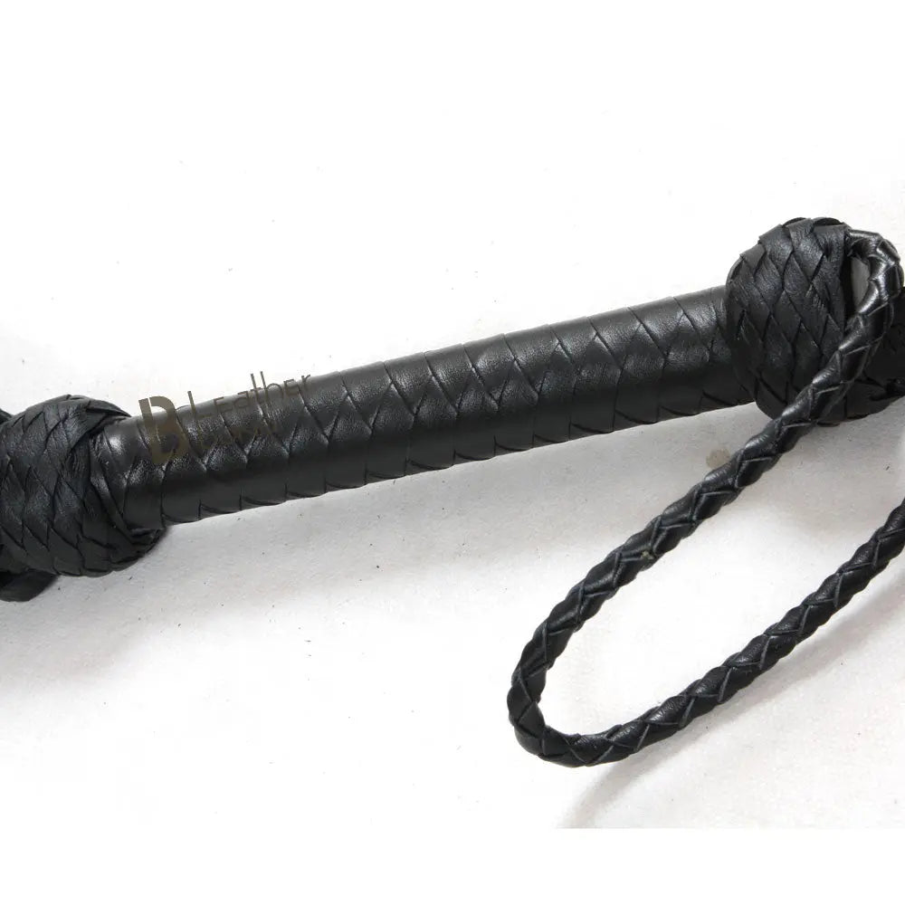 Real Genuine Cow Hide Leather Flogger 25 Falls Black Heavy Duty Thuddy whip - Leather Bond