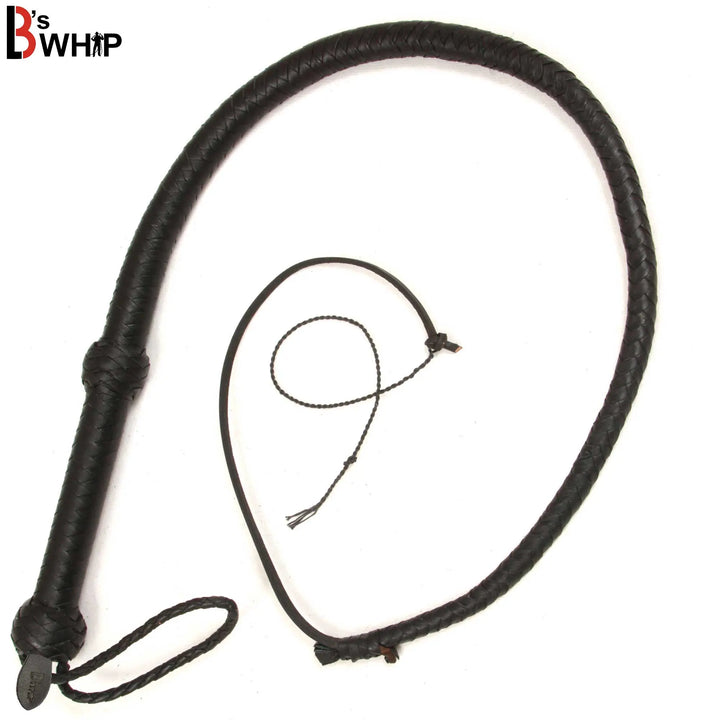 Indiana Jones Style 3 Foot 8 Plait Leather Bullwhip Real Cowhide Leather Bull Whip Black LB's Whip