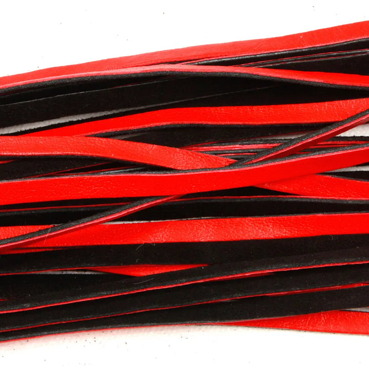 Real Genuine Cow Hide Leather Flogger / Whip 25 Falls Red & Black Heavy Duty Flogger - Leather Bond